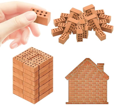 50 Stuks Miniatuur Bakstenen in Rood voor DIY Projecten, Tuin Decoratie en Modelbouw