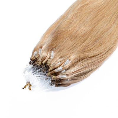 hair2heart Premium Microring Extensions Echt haar glad - 25 strengen 0,8 g 50 cm 9/31 lichtblond goud-as