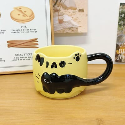 Design Gevoel Kat Gestapelde Beker Hoge Waarde Keramische Mok Koppel Drinkwater Beker Huishoudelijke Koffie Ontbijt Beker Mannen 301-400ml