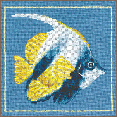 Lanarte Borduurpakket - Borduurset - Borduurpakket volwassenen - Telpakket kit - 21 x 20cm - Gele hoekvis - PN-0215370