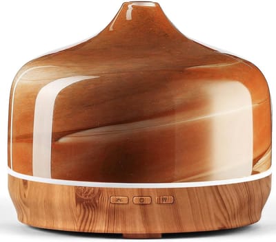 Aroma Atomizer 500ml - Handgeblazen Glazen Luchtbevochtiger, Ultrasonic Aromatherapie Diffuser met 7 Kleuren LED Licht, Essentiële Olie Diffuser voor 15-21 Uur Gebruik, Geluidsloos en Stijlvol
