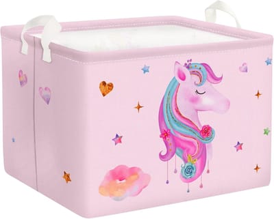 Roze eenhoorn opbergmand voor meisjes - multifunctioneel en waterdicht