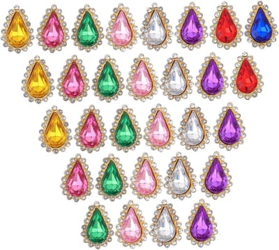 100 stuks kleurrijke druppels strass-steentjes voor naaien, versiering voor kleding, sieraden en DIY haaraccessoires, dubbellaagse glazen rand, veelzijdig gebruik
