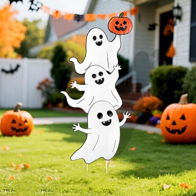 Decoratieve metalen borden voor Halloween, spookachtige tuinplaten voor buiten en terras versiering