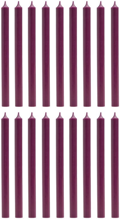 Cactula Luxe Dinerkaarsen Aubergine – 18 Stuks – Lange Tafelkaarsen 28 cm – Ø 2,1 cm