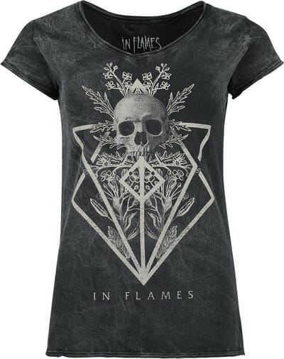 In Flames Skull Dames T-shirt - zwart - M