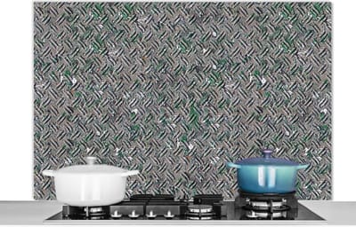 Spatscherm keuken 120x80 cm - Kookplaat achterwand IJzer - Platen - Patroon - Muurbeschermer - Spatwand fornuis - Hoogwaardig aluminium