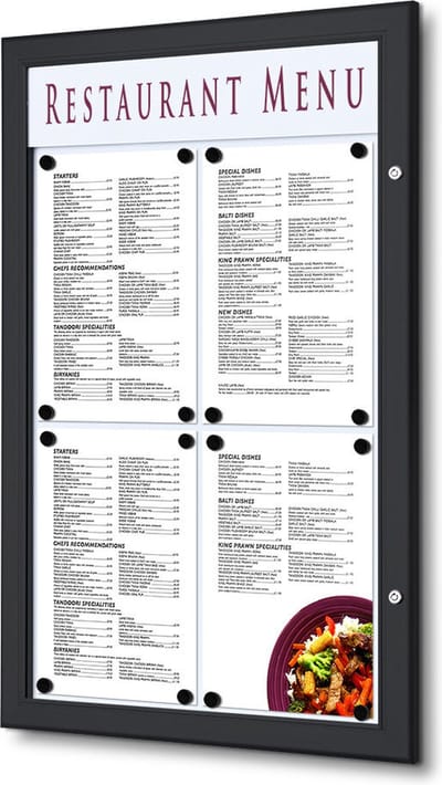 Outdoor Menubord Logo 4 X A4 Portrait Zwart - Syna SCZ4XA4C9005