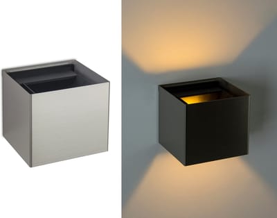Trango IP44 Up & Down Wandspot 8015-01S incl. 1x 3,5 Watt G9 LED Lamp *FLEX* in rechthoekig geborsteld roestvrij staal, instelbare stralingshoek voor binnen- en buitenlamp Buitenspot, Wandlamp