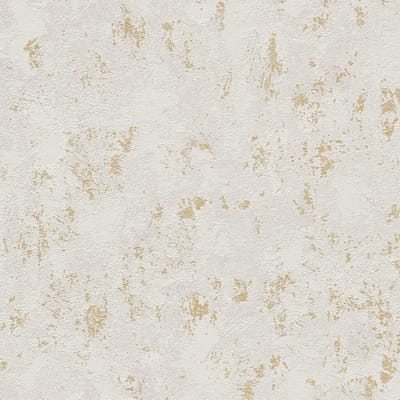Pleister-look behang Profhome 393871-GU vliesbehang gestructureerd met structuur en metalen accenten grijs goud 5,33 m2