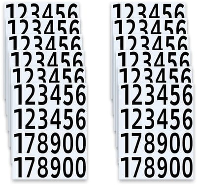 Dailygoods- Cijfer Stickers Waterdicht - Nummer Stickers - Zelfklevende Vinyl - 12 Vellen - 24 Nummers per Vel - 2,5 cm x 5 cm - Nummerstickers