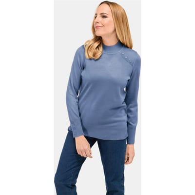 Pullover met opstaande kraag - blauw - Gr. 52 van Goldner Fashion