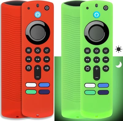 2 Pack Silicone Afstandsbediening Hoes voor Fire TV Stick 4K - Antislip, Bescherming en Comfort (Groen Glim en Rood Niet Glim)