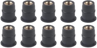 Set van 10 Rubber Well Nuts M5 voor Motorfietsen - Ideaal voor Windscherm Bevestiging en Montage