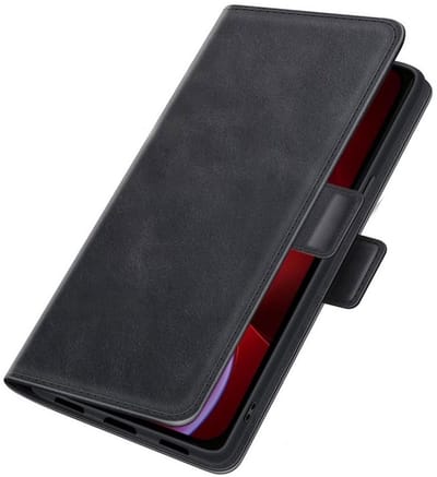 PU Lederen Wallet Hoesje met Sluiting geschikt voor iPhone 15 Pro Max - zwart