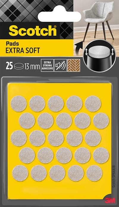 Scotch® extra zachte vilten pads SP84A18, zelfklevend, beige, Ø 13 mm, 25/verpakking