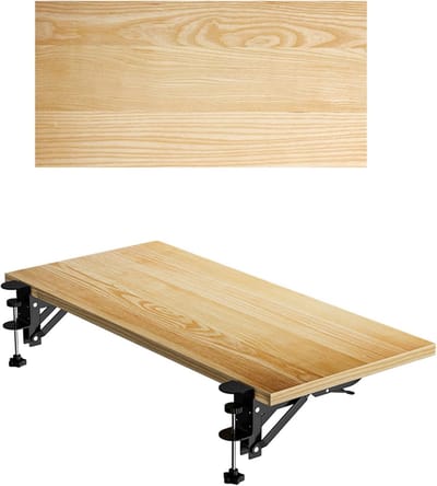 Bureauverlenging - Opklapbaar blad - Meer werkruimte - Geen gaten nodig - 30x80cm - Geel