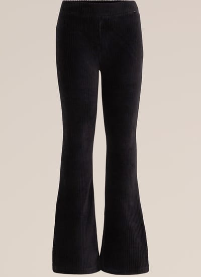 WE Fashion Meisjes velvet flared legging van ribstof