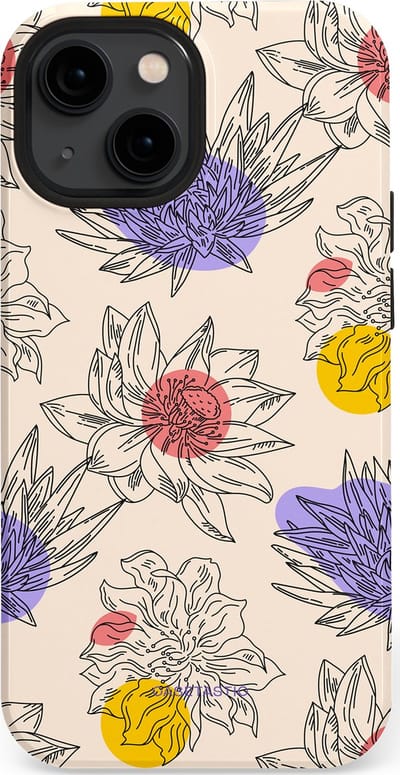 Casetastic Hoesje Geschikt voor Apple iPhone 13 Mini Magsafe - Stijlvolle Beschermende Duo-layer Case - Bloemenschets