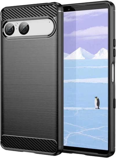 Geborsteld TPU Hoesje Geschikt voor Sony Xperia 10 Vll - Beschermhoes - Back Cover - Case Flexibel TPU - Stijlvol Carbon - Dun - Zwart