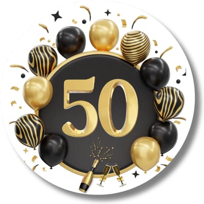 50 jaar sluitstickers feest - Abraham Sarah - Verjaardag Enveloppe Uitnodiging - Zwart Goud - 4 cm - 20 stuks