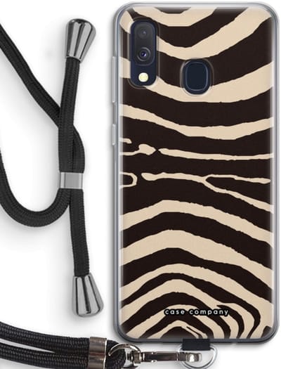 Case Company® - Hoesje met koord geschikt voor Samsung Galaxy A40 hoesje met Koord - Arizona Zebra - Telefoonhoesje met Zwart Koord - Bescherming aan alle Kanten en Over de Schermrand