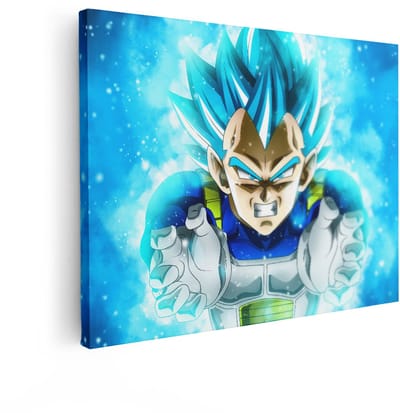 Artaza Canvas Schilderij Vegeta - 120x90 cm - Wanddecoratie Dragon Ball - Muurdecoratie Anime Jongenskamer - Schilderijen Op Canvas Blauw
