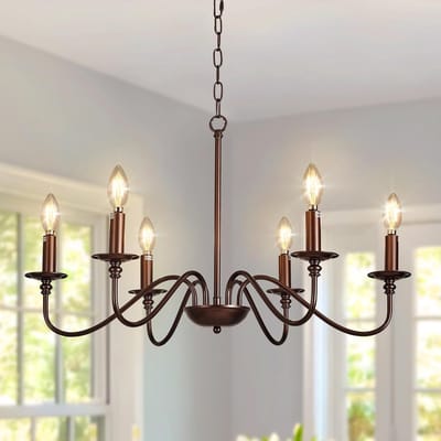 Stijlvolle kaarsenstandaard met 6 armen in bruin - Perfect voor sfeervolle verlichting en decoratie
