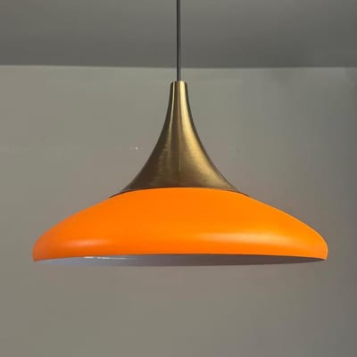 Bamyum hanglamp Paladin oranje metaal Ø35cm, lampenkap woonkamer industrieel vintage, hanglamp eettafel, keukenlamp hangend
