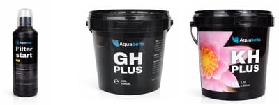 Aquabetta Vijveronderhoud Set - GH Plus 1 Liter - KH Plus 1 Liter - Filterstart Gel 500 ml - Waterverbeteraar en Vijverbacteriën - Voor Gezonde Vissen en Helder Vijverwater
