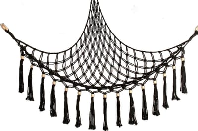 Speelgoedhangmat - netto zak - Zwart - Hangmatten - Knuffels Hangmatopslag Knuffel-netto zak - Opbergzak - Opbergen van speelgoed, Hangmatten & accessoires - Katoenen touwweven - 104*104*155CM(Speelgoed niet inbegrepen)