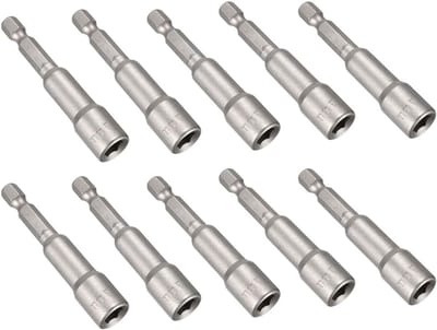 Complete Set van 10 Magnetische Steeksleutels met 1/4 Inch Hex Shank en Hexagonale Booradapter voor Accuschroevendraaier en Gereedschap
