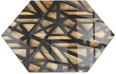 Tulup Kachel Vloerplaat - Geometrie met hout Vloerplaat Openhaard - 40 cm x 36,6 cm - Bruin Vloerplaat Voor Houtkachel - Rechthoek Kachel Vloerplaat - Vloerplaat Voor Kachel - Plaat Onder Houtkachel - Onderplaat Kachel
