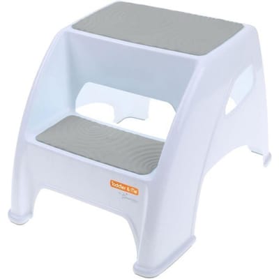 Kruk opstapje - DREAMBABY - Peuter & Me 2 Up - Antislip en gestructureerd - Tot 135kg voor kinderen en volwassenen - Grijs