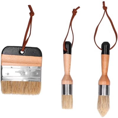 3 PCS Pinceaux à Peindre Cirer Pinceaux à Récurer et Ronds pour Meubles en Bois Décoration Intérieure