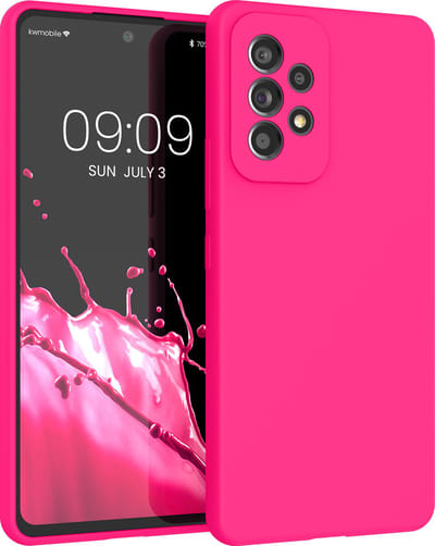 kwmobile telefoonhoesje geschikt voor Samsung Galaxy A53 5G - Hoesje met siliconen coating - Smartphone case in neon roze