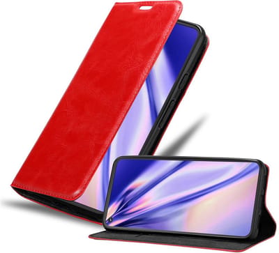 Cadorabo Hoesje geschikt voor Google PIXEL 5 in APPEL ROOD - Beschermhoes met magnetische sluiting, standfunctie en kaartvakje Book Case Cover Etui