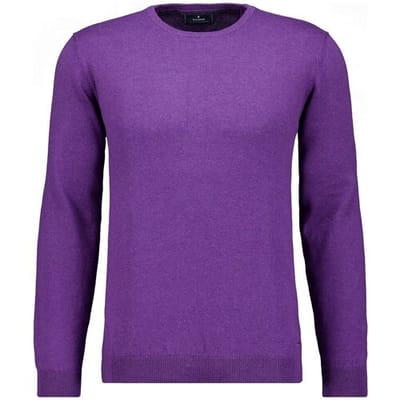 Ragman Trui Supersoft Knit Pullover Knitted Elbow Patches Paars / male