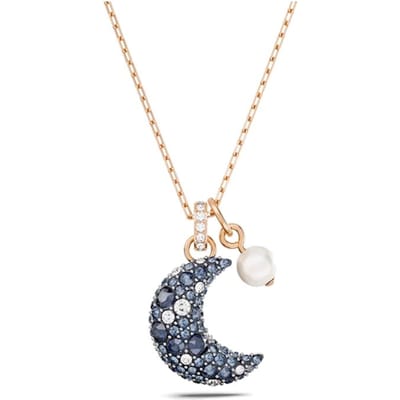 Collier pendentif forme lune Luna Swarovski pour femme Or Rose Bleu 5671585 Box (Random Color) white