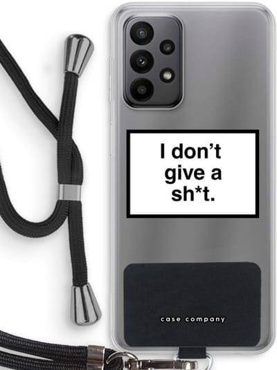 Hoesje met koord geschikt voor Samsung Galaxy A23 hoesje met Koord - Don't give a shit - Telefoonhoesje met Zwart Koord - Bescherming aan alle Kanten en Over de Schermrand