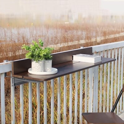 Balkon Tafel - Hangtafel Buiten - Genieten Buiten - Opvouwbaar Ontwerp - 60x27cm - Bruin