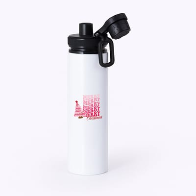 Hacebo® - Kerst merry christmas waterfles met draaidop zwart - Kerstmis - Kerst beker - winter - kerst - christmas - kerst cadeau - water fles - 850ML