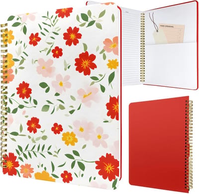 Esthetisch Spiraal Notitieboek Dagboek A5 Gevoerd met Bloemenprint voor Dames en Meisjes