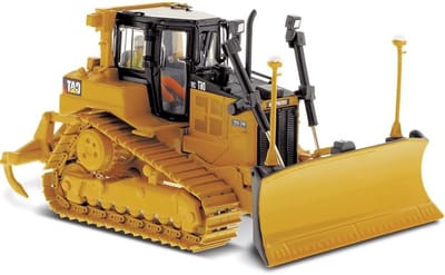 Rupsdozer Model - Bouwmachine Replica - Verzamelaars Item - Gedetailleerde Metaaluitvoering - 13.5 x 9.3 x 7 cm - Geel