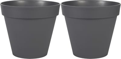 2x stuks eda toscane bloempot - kunststof - antraciet - d30 x h26 cm - binnen- en buitenshuis