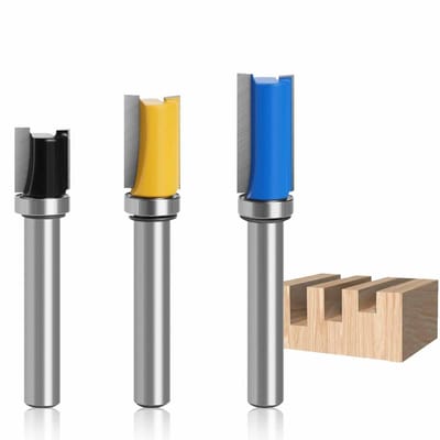 SnelShoppen - 3-Delige 8 mm Copier Cutter Set met Schacht, Router Cutter, Edge Cutter met Bovenliggende Kogellager, Hoogwaardige Bündigfräser voor Hou