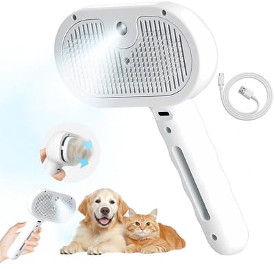 QTTVBTNA -3-in-1 Katten Stoomborstel – Verwijdert Haar, Reiniging & Massage – Zelfreinigende Huisdierenborstel