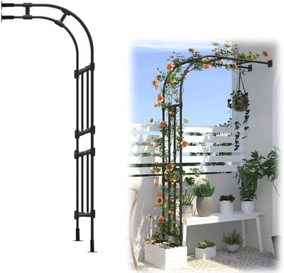 Metalen Tuinboog - Decoratieve Poort - Planten Ondersteunen - Verstelbare Installatie - 270 x 240 cm - Zwart
