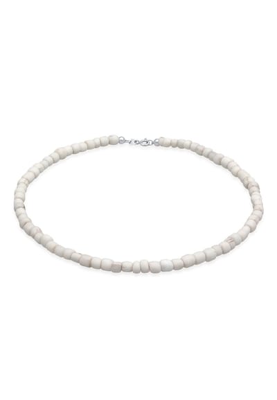 Elli - Halsketting - Dames Choker trend basis met glazen kralen wit in 925 sterling zilver - Dames