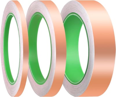 3 Rollen Koper Tape - Adhesive Copper Tape - 20m x 6mm/12mm/25mm - Dubbelzijdig Geleidend - EMI Shielding - Elektrische Reparaties - Solderen - DIY